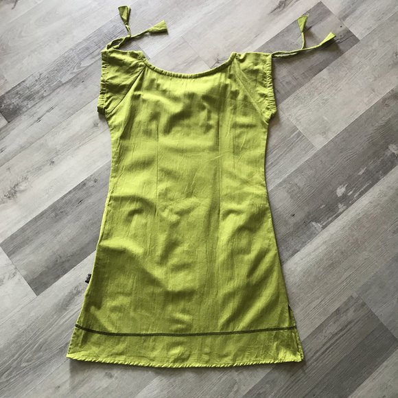 Fuchhi Cotton Floral Embroidered Dress w Pockets shoulder ties Drawstring Med - Picture 6 of 9